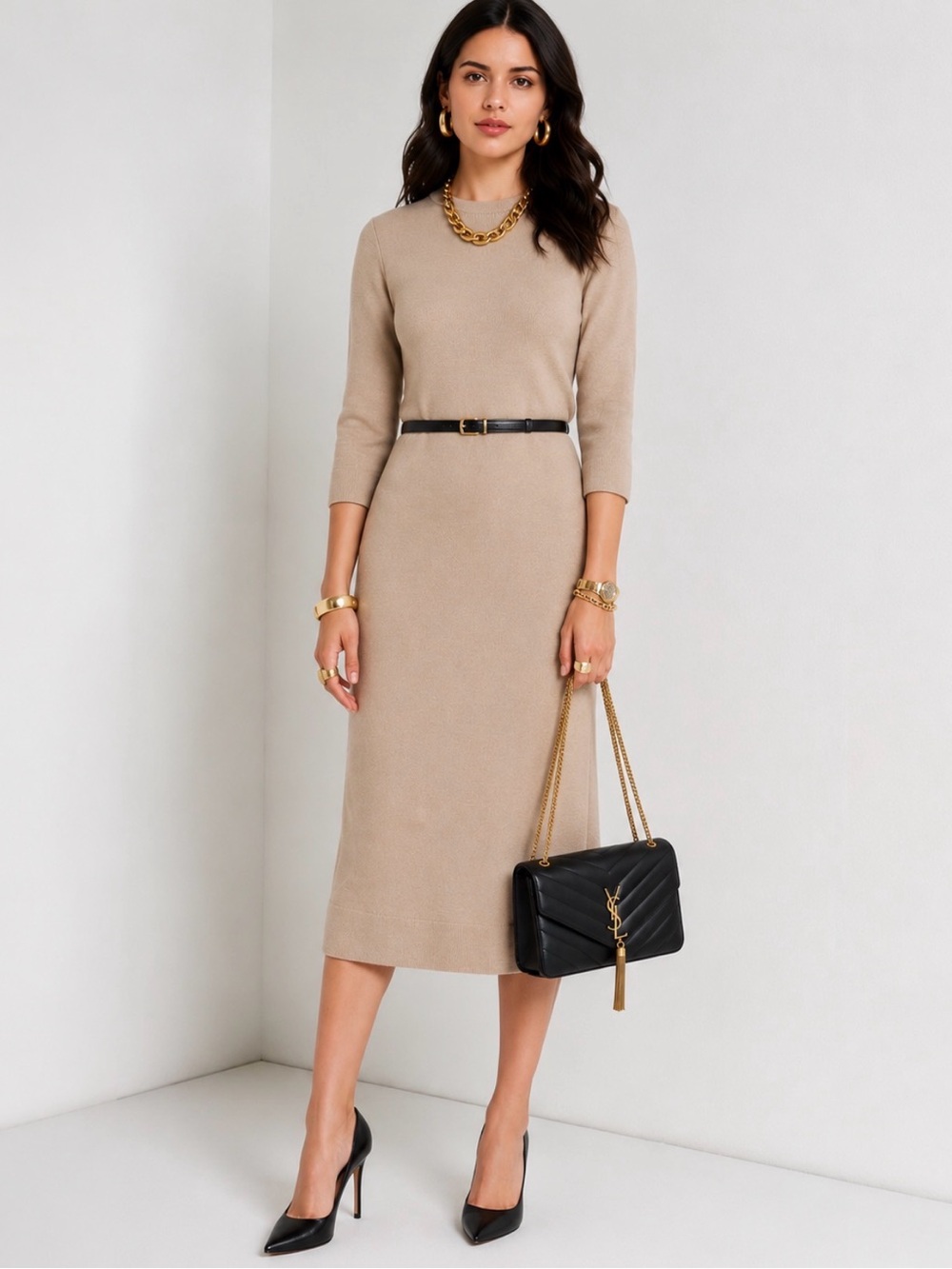 Kimberly vintage “old Hollywood” 100% wool shift Dress